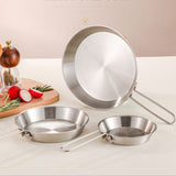 stainless steel folding handle frying pan outdoor flat bottomed frying pan mini frying pan portable frying pan camping equipment - V.I.P Digital Presence