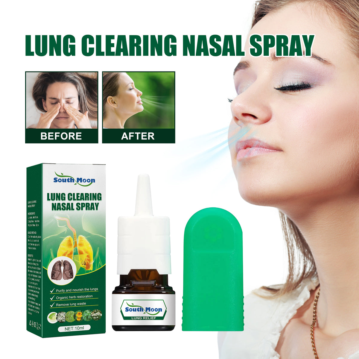 Lung Clearing Nasal Spray, Relieve Nasal Congestion, Runny Nose And Nasal Discomfort Cleansing Stop Snoring Spray - V.I.P Digital Presence