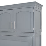 Full Size Murphy Bed Wall Bed with Top Cabinets,Gray - V.I.P Digital Presence