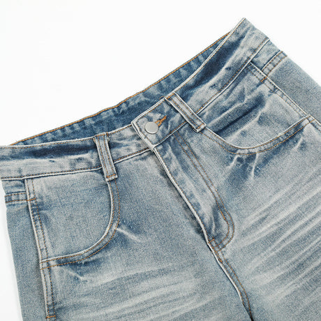 Punk Washed Gradient Wave Pattern Denim Pants Men's Loose Wide Leg Long Trousers Vibe Trendy Distressed Straight Leg Jeans - V.I.P Digital Presence