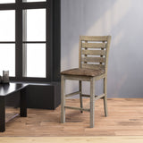 Set of 2 Dining Counter Height Chairs Modern Farmhouse Rustic Look Distressed Design Ladderback Solid Wood - V.I.P Digital Presence