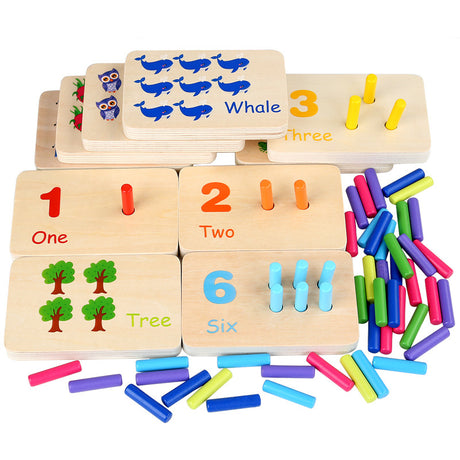 Montessori Sensory Early Education Mathematics Learning Stick Color Cognitive Matching Board Wooden Stick Game Puzzle Toy - V.I.P Digital Presence