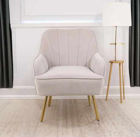 Modern Mid Century Chair velvet Sherpa Armchair for Living Room Bedroom Office Easy Assemble(BEIGE) - V.I.P Digital Presence