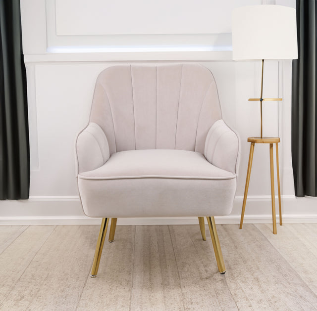 Modern Mid Century Chair velvet Sherpa Armchair for Living Room Bedroom Office Easy Assemble(BEIGE) - V.I.P Digital Presence