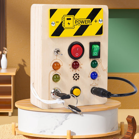 Montessori Busy Board Sensory Toys Wooden with LED Light Switch Control Board Travel Activities Kids Games for 2-4 Years Old - V.I.P Digital Presence