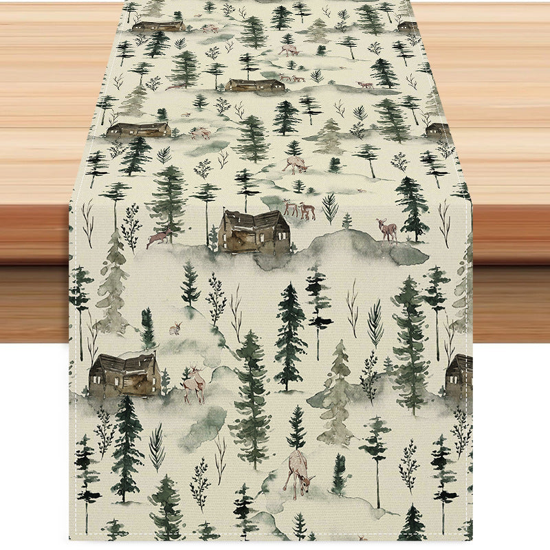 Christmas table flag holiday table decoration tablecloth pad printed reindeer tablecloth tea flag - V.I.P Digital Presence