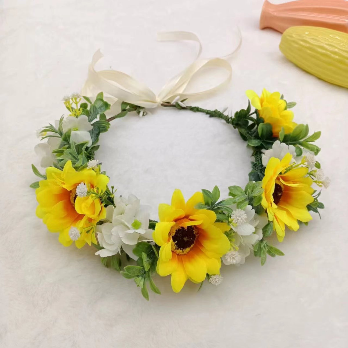 Hawaiian Sun Wreath Headwear, European and American Beautiful Bridal Hairband, Wedding Hair Ornament, Headflower - V.I.P Digital Presence