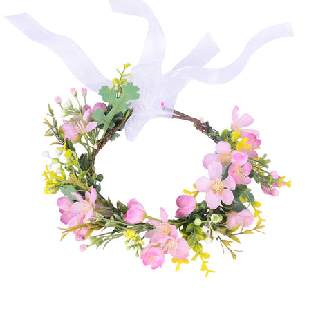 Flower Wreath Simulation Flower Leaves Hair Strap Photography Retro Hanfu Bridal Girl Flower Wreath Headwear - V.I.P Digital Presence