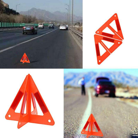 2Pcs Foldable Car Warning Triangle Safety Stop Breakdown Sign Board Emergency Reflective Flash Reflector - V.I.P Digital Presence