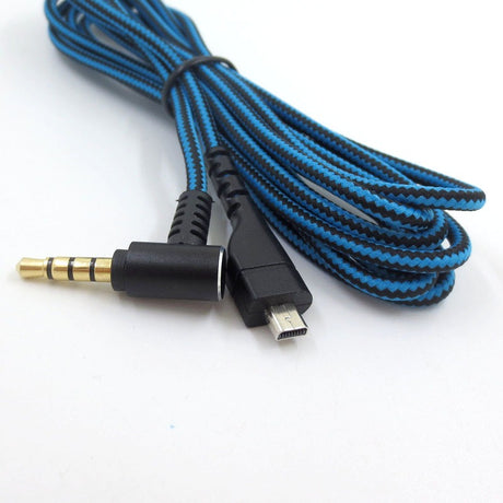 Suitable for Arctis 3 5 7 Sairui Ice Gaming Earphone Cable Blue Black Stripe Audio Cable - V.I.P Digital Presence