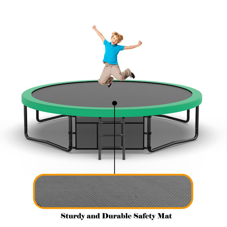 12FT Recreational Kids Trampoline with Safety Enclosure Net & Ladder, Outdoor Recreational Trampolines - V.I.P Digital Presence
