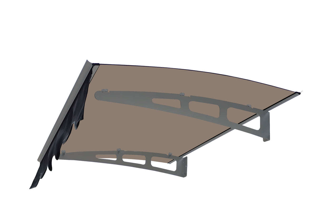 DA4734W Series Door Window Awning Made of 0.137 Inch Thick Crystal Polycarbonate Sheet in size of 47" Wide x 34" Brown Roof - V.I.P Digital Presence
