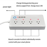 Regleta de enchufes inteligente, extensión con WiFi y múltiples tomas de corriente, 4 USB y 4 enchufes de CA con control individual de Tuya. 