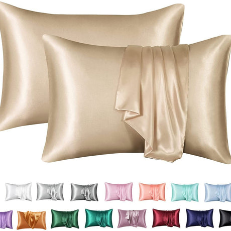 Simulation silk solid color polyester pillowcase envelope pillow pillow cases pillow pair multi-color - V.I.P Digital Presence