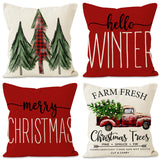 Christmas tree print pillow cover linen pillowcase holiday living room sofa decoration cushion cover - V.I.P Digital Presence