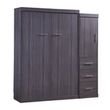 Full Size Murphy Bed with Wardrobe and Drawers, Storage Bed, can be Folded into a Cabinet, Gray - V.I.P Digital Presence