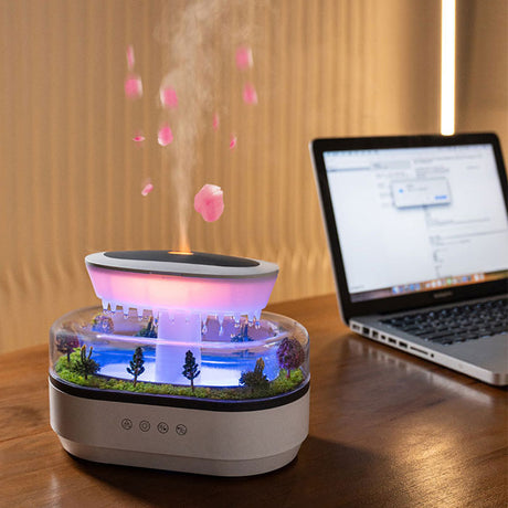 Raindrop - style aroma humidifier with lights, white noise, and essential oil diffusion for home. - V.I.P Digital Presence