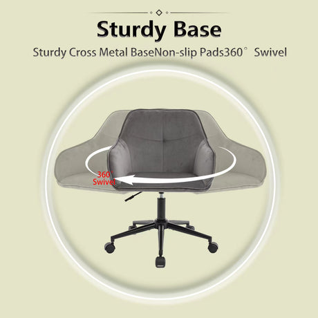 Velvet Office Desk Chair, Modern Home Desk Chair with Wheels , Vanity Chairs for Living Room, Bedroom,Study Room - V.I.P Digital Presence