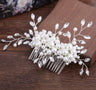 Handmade pearl flower inlaid with diamonds full of diamond comb comb - V.I.P Digital Presence