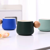 Ceramic Coffee Cup and Saucer Set Espresso Cups Light Luxury Wooden Handle Afternoon Tea Mug Female Original Mugs Couple Gifts - V.I.P Digital Presence