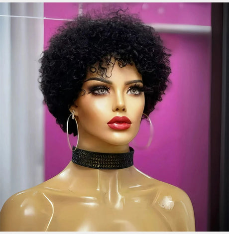 Large Bouncy Afro Kinky Curly Wigs For Black Women Glueless Pre Plucked Machine Made Wig Brazilian Virgin Remy Human Hair Wigs - V.I.P Digital Presence