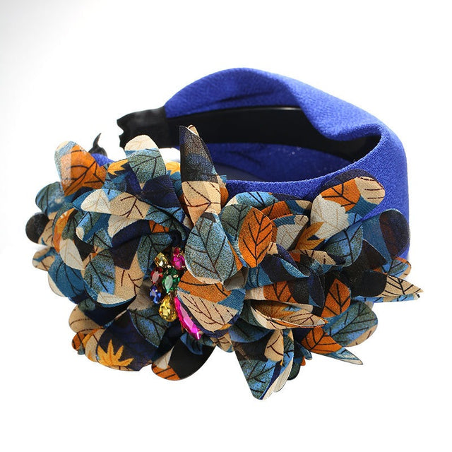 Handmade diamond inlaid fabric flower with teeth and anti slip exaggerated headband for women - V.I.P Digital Presence