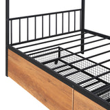 Twin Size Metal House Bed with Two Drawers, Black - V.I.P Digital Presence