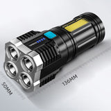 5 Led Flashlight Strong Light Outdoor Portable Cob Side Light Work Light USB Rechargeable Led Flashlight - V.I.P Digital Presence
