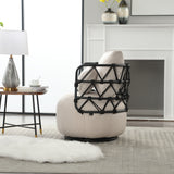 COOLMORE Upholstered Tufted Living Room Chair Textured Linen Fabric Accent Chair with Metal Stand - V.I.P Digital Presence