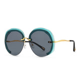 Fashion Oversized Rimless Round Sunglasses Women Clear Ocean Gradient Lens Shades - V.I.P Digital Presence