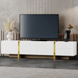 Luxury Fluted TV Stand for TVs Up to 80'', Modern Entertainment Center with Storage Cabinets & Drawer White - V.I.P Digital Presence