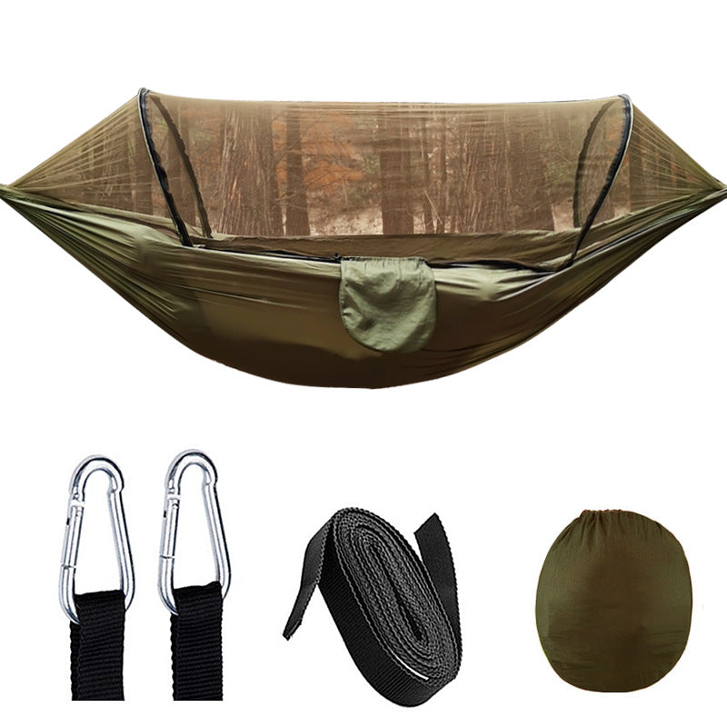 Hamaca con mosquitera de apertura rápida y automática para acampar al aire libre, hamaca con mosquitera de nailon antivuelco