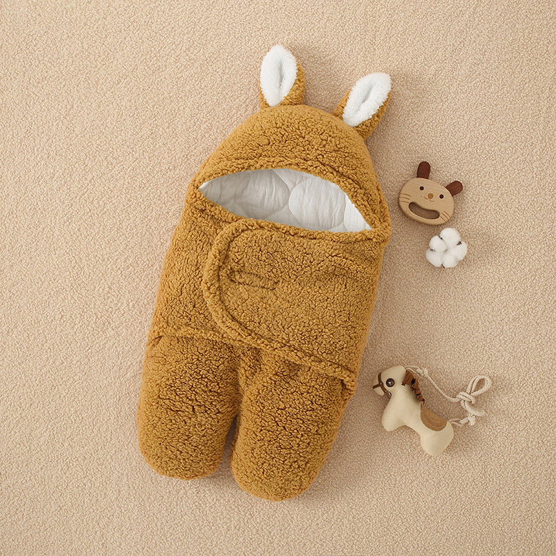 Productos para madres e hijos, edredón de terciopelo de cordero para recién nacidos, edredón para bebé, saco de dormir grueso con piernas divididas para otoño e invierno, edredón para bebé 