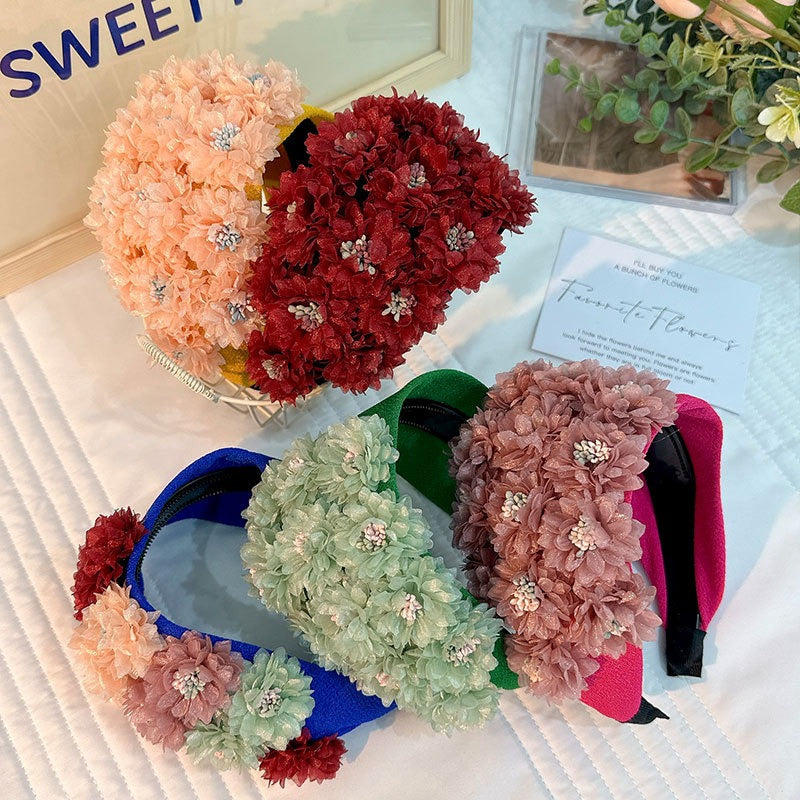 Flower series fashionable wide edge handmade fabric headband headband for women - V.I.P Digital Presence