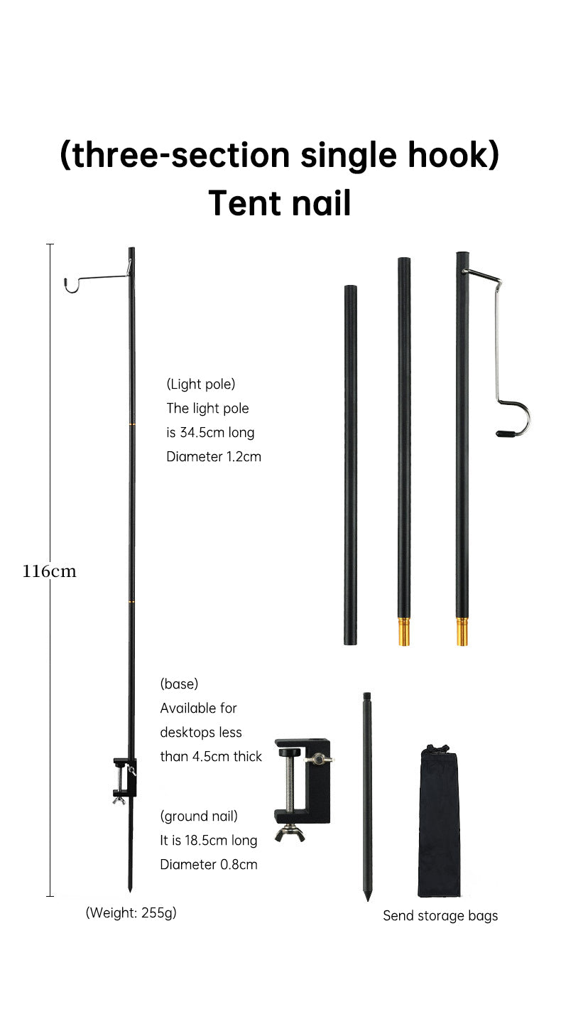 Soporte para lámpara de camping portátil de aleación de aluminio ligero para exteriores con bolsa de almacenamiento