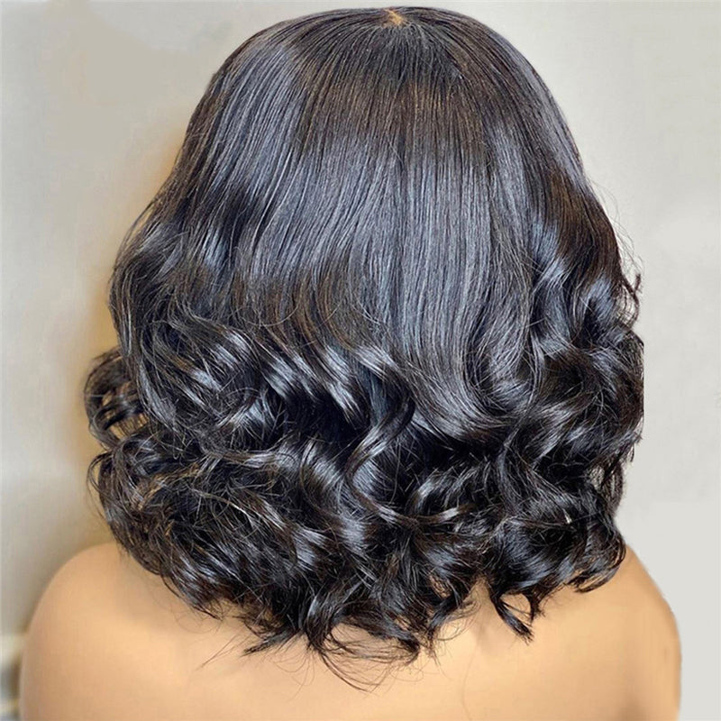 Ladies Wig Short Curly Hair Black Big Wave Chemical Fiber Front Lace Curly High Temperature Silk Headgear - V.I.P Digital Presence