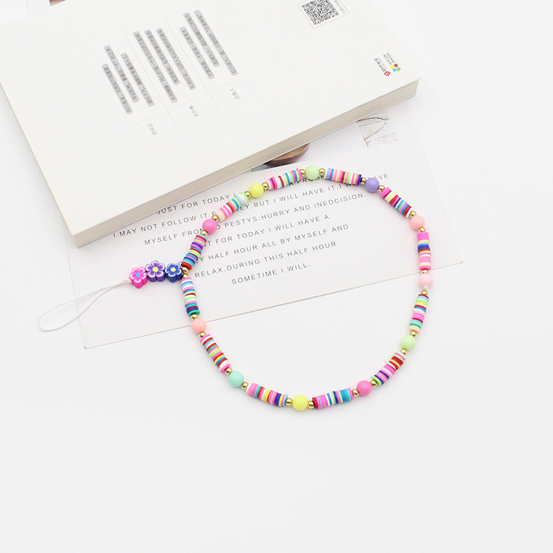 New Mixed Color Soft Pottery Pearl Mixed String Bohemian Simple Style Anti-Drop Function Mobile Phone Chain - V.I.P Digital Presence