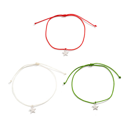 Christmas Element Elk Snow Bracelet Set Creative Snowman Adjustable Wax Thread Handmade - V.I.P Digital Presence