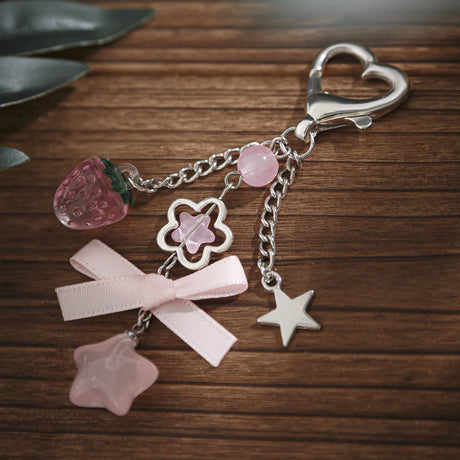 Small Fresh Bow Special Secret Chain Keychain Pentagram Alloy Glass Bead Pendant - V.I.P Digital Presence