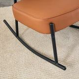 PU material cushioned rocking chair unique rocking chair cushioned seat brown backrest rocking chair black metal legs