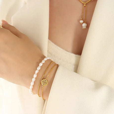 Titanium Steel Three-Layered Pearl Bracelet - V.I.P Digital Presence