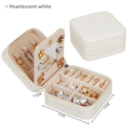 Portable Leather Jewelry Box Candy Color Travel Storage Upgrade With Mirror Earrings Rings Display Organizer Mother's Day Gift - V.I.P Digital Presence