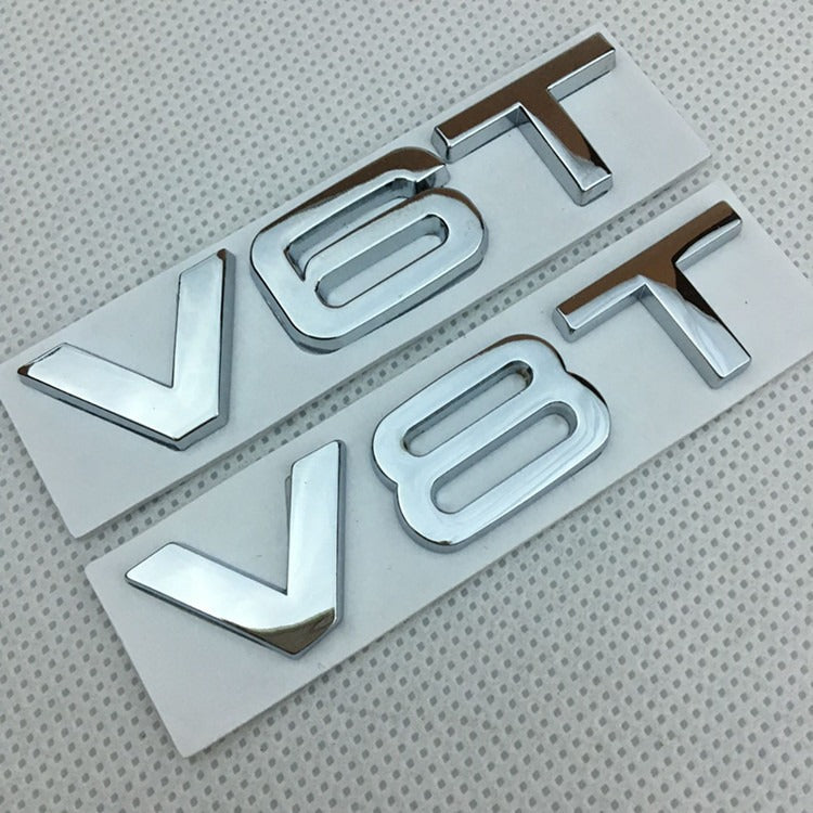 Suitable for Audi V6T V8T metal logo A4LA6LS7Q5Q3 displacement personalized modification leaf plate car sticker - V.I.P Digital Presence