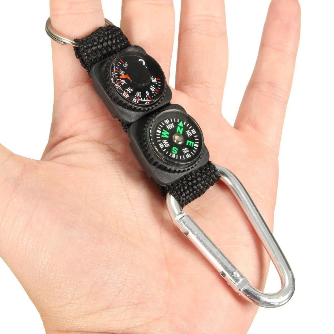 Mini Multifunction 3 in 1 Compass Thermometer Carabiner - V.I.P Digital Presence
