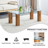 Glass-Top Coffee Table tea table with MDF Legs - Stylish Blend of Elegance and Durability 44.9"*21.7"*16.9"