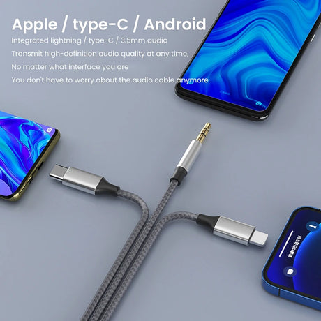 UX audio cable suitable for Apple Type-C three in one audio cable, computer audio two in one connection cable - V.I.P Digital Presence