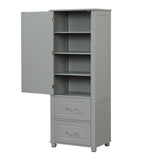 Tall Bathroom Storage Cabinet, Freestanding Storage Cabinet with Two Drawers and Adjustable Shelf, MDF Board , Grey - V.I.P Digital Presence