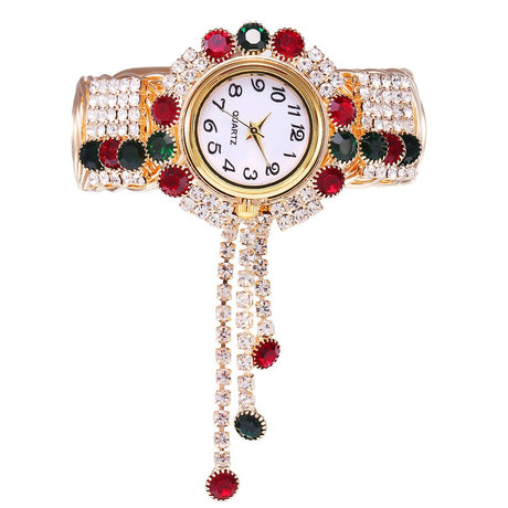 New Fashion Women's Full Diamond Alloy Fashion Watch Creative Tassel Quartz Bracelet Watch Women's Style - V.I.P Digital Presence