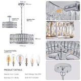 Modern crystal drum pendant light, 6-light pendant light, with silver metal frame (excluding light bulb) - V.I.P Digital Presence