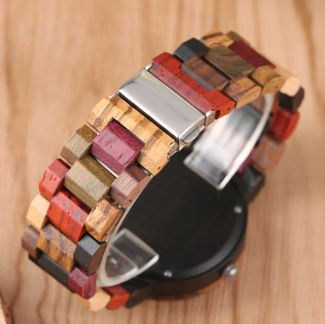 Vintage Wood Pattern Dial Quartz Watch for Men Women Colorful Wooden Bangle Watch Band Stylish Natural Wooden Couple Wristwatch - V.I.P Digital Presence